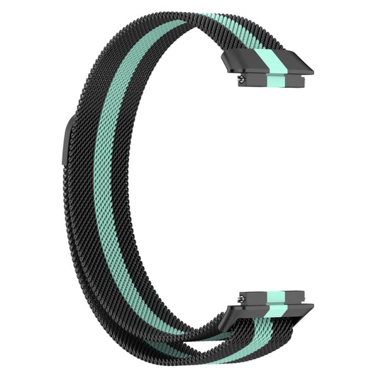 For Huawei Band 7 Milan Magnetic Watch Band(Black+Green) by bashfashion