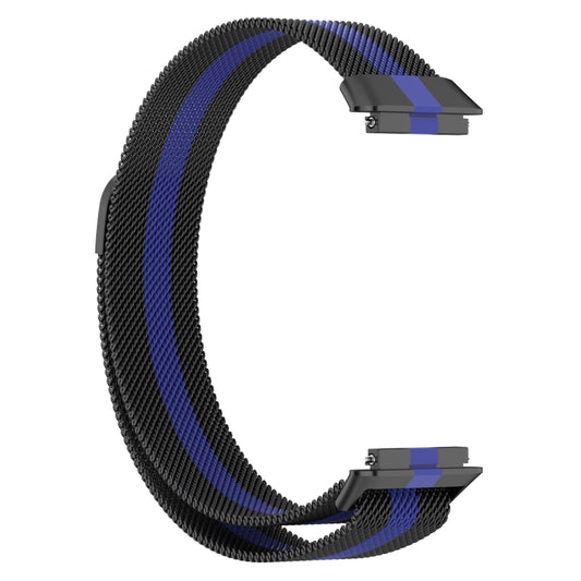 For Huawei Band 7 Milan Magnetic Watch Band(Black+Blue) by bashfashion