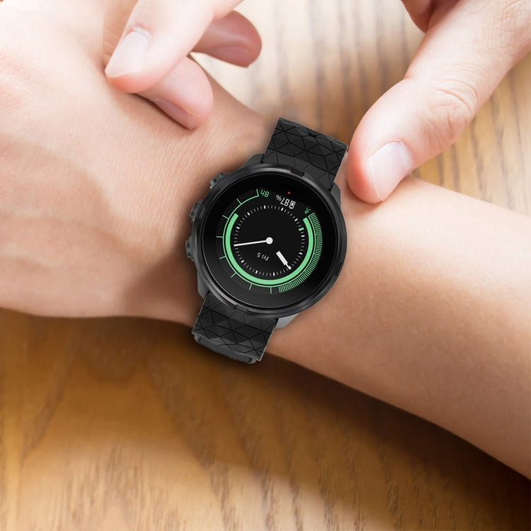 For Suunto 9 Baro 24mm Football Pattern Silicone Solid Color Watch Band(White) by bashfashion