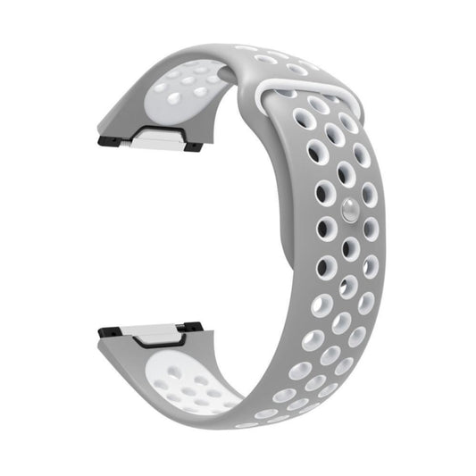 For Fitbit Ionic Breathable Two-tone Silicone Watch Band(Grey White) by bashfashion
