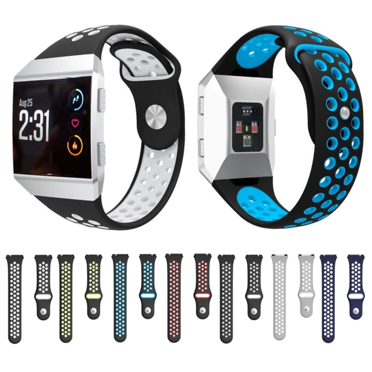 For Fitbit Ionic Breathable Two-tone Silicone Watch Band(Black Grey) by bashfashion