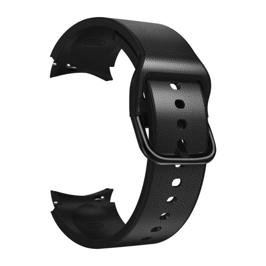 For Samsung Galaxy Watch 5 44mm Silicone Adhesive Leather Watch Band(Black) by bashfashion