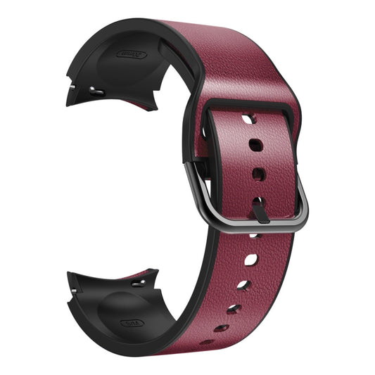 For Samsung Galaxy Watch 4 40mm Silicone Adhesive Leather Watch Band(Burgundy) by bashfashion