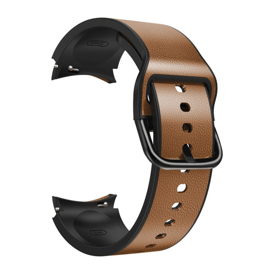 For Samsung Galaxy Watch 4 Classic 42mm Silicone Adhesive Leather Watch Band(Light Brown) by bashfashion