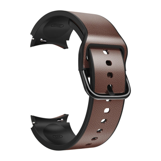 For Samsung Galaxy Watch Active 2 Silicone Adhesive Leather Watch Band(Dark Brown) by bashfashion