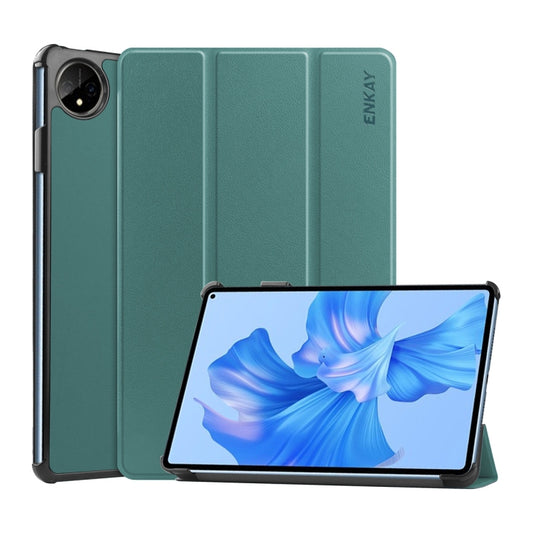 For Huawei MatePad Pro 11 2022 ENKAY Plastic Back Cover Smart Leather Stand Case(Dark Green) by ENKAY