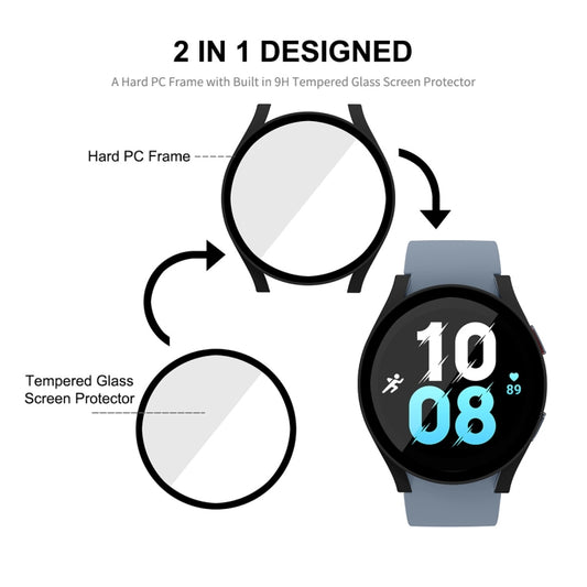 For Samsung Galaxy Watch5 40mm ENKAY Hat-Prince Full Coverage PC Frame + 9H Tempered Glass Case(White) by ENKAY