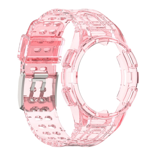 For Samsung Galaxy Watch5 44mm Armor Integrated TPU Double-Pin Buckle Smart Watch Band(Transparent Pink) by bashfashion