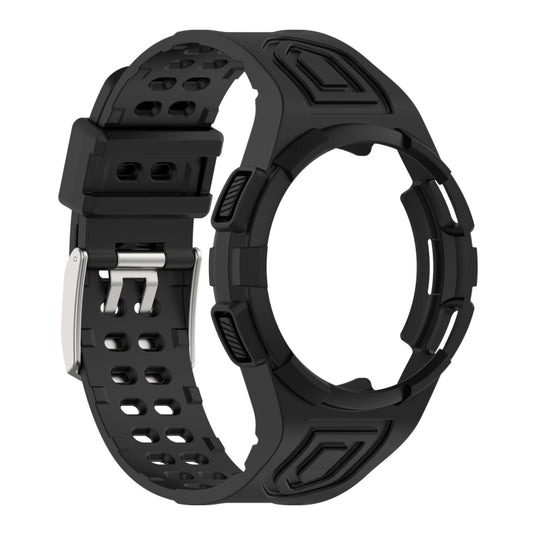 For Samsung Galaxy Watch4 44mm Armor Integrated TPU Double-Pin Buckle Smart Watch Band(Black) by bashfashion