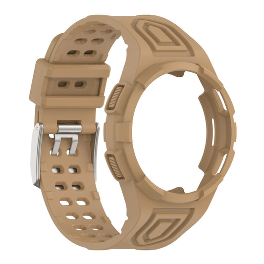 For Samsung Galaxy Watch4 44mm Armor Integrated TPU Double-Pin Buckle Smart Watch Band(Brwon) by bashfashion