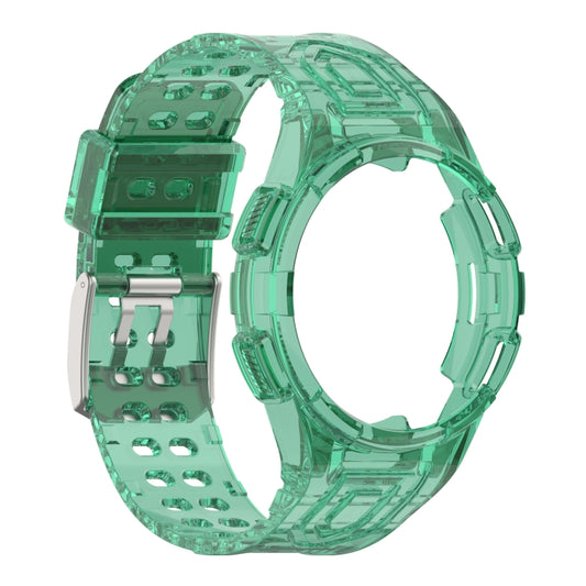 For Samsung Galaxy Watch4 44mm Armor Integrated TPU Double-Pin Buckle Smart Watch Band(Transparent Green) by bashfashion
