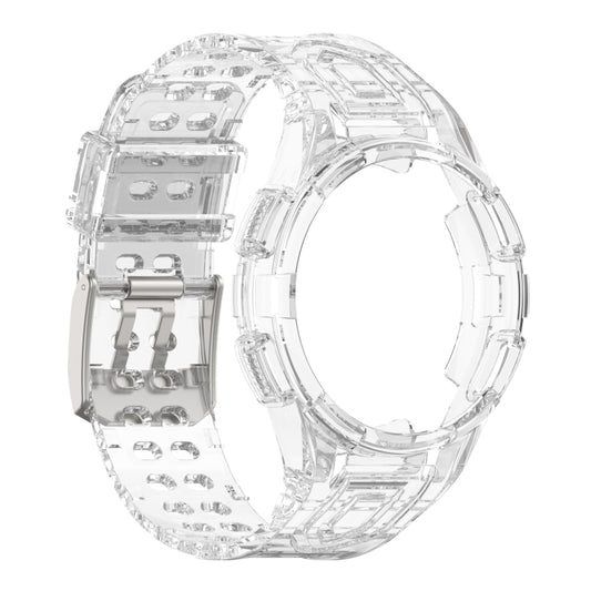 For Samsung Galaxy Watch4 40mm Armor Integrated TPU Double-Pin Buckle Smart Watch Band(Transparent White) by bashfashion