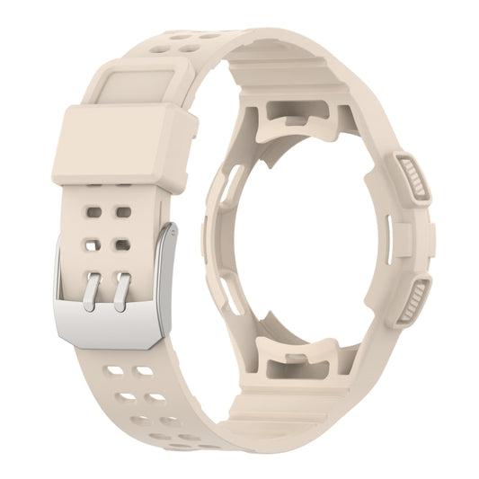 For Samsung Galaxy Watch4 Classic 46mm Armor Integrated TPU Double-Pin Buckle Smart Watch Band(Beige) by bashfashion