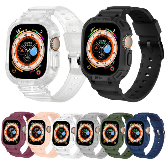 For Apple Watch Ultra 3 / 2 / 1 49mm JUNSUNMAY Integrated TPU Case Adjustable Elastic Watch Band(Transparent) by JUNSUNMAY
