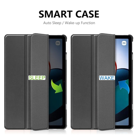 For Xiaomi Redmi Pad 10.61 inch ENKAY Tri-fold Custer Texture Leather Stand Smart Case(Light Blue) by ENKAY