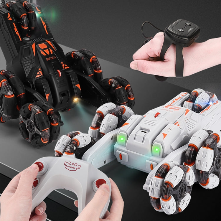 MoFun Five-wheeled Stunt Car 360-degree Swing Arm 2.4G Multifunctional RC Car, specifications:Double control(Black) by MoFun