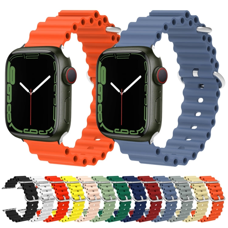 Ocean Silicone Metal Head Watch Band For Apple Watch Series 9&8&7 41mm / SE 3&SE 2&6&SE&5&4 40mm / 3&2&1 38mm(Black) by bashfashion