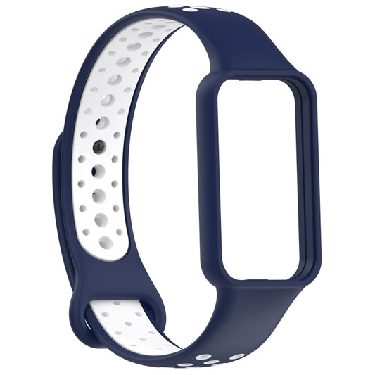 For Amazfit Band 7 Loop Two-Color Breathable Silicone Watch Band(Blue+White) by bashfashion