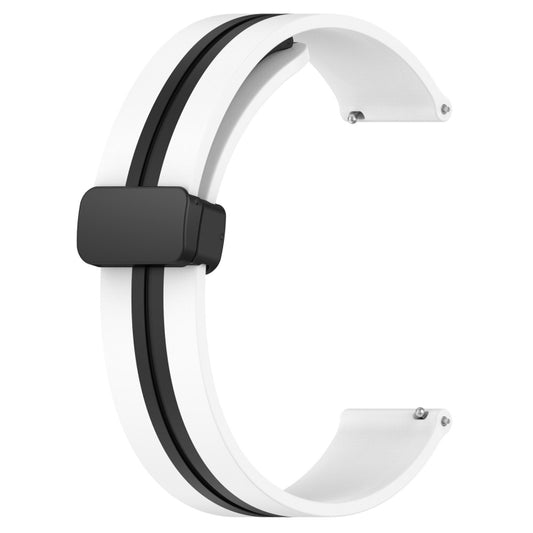 For Xiaomi MI Watch S1 Pro 22mm Folding Magnetic Clasp Silicone Watch Band(White+Black) by bashfashion