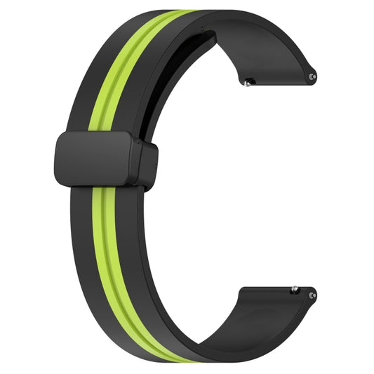 For Samsung Gear S3 Classic 22mm Folding Magnetic Clasp Silicone Watch Band(Black+Lime Green) by bashfashion