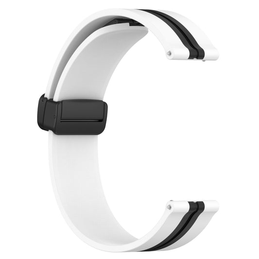 For Samsung Galaxy Watch Active 2 40mm 20mm Folding Magnetic Clasp Silicone Watch Band(White+Black) by bashfashion