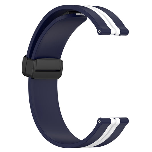 For Samsung Galaxy Watch Active 2 40mm 20mm Folding Magnetic Clasp Silicone Watch Band(Midnight Blue + White) by bashfashion