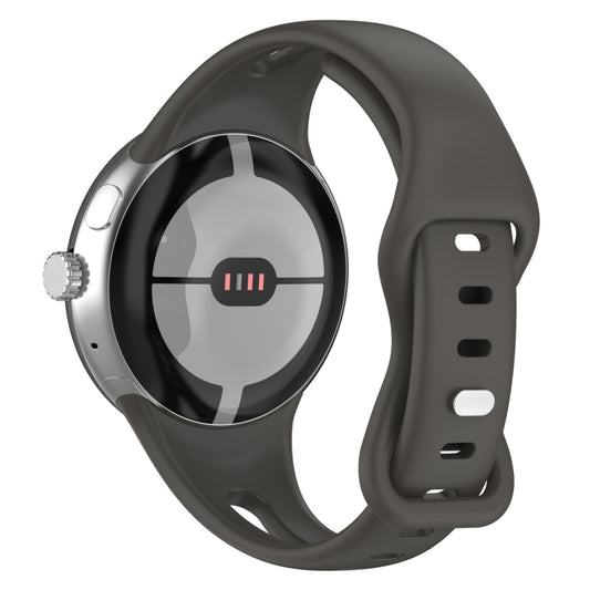 For Google Pixel Watch Water Drop Slimming Butterfly Button Solid Silicone Band(Space Grey) by bashfashion