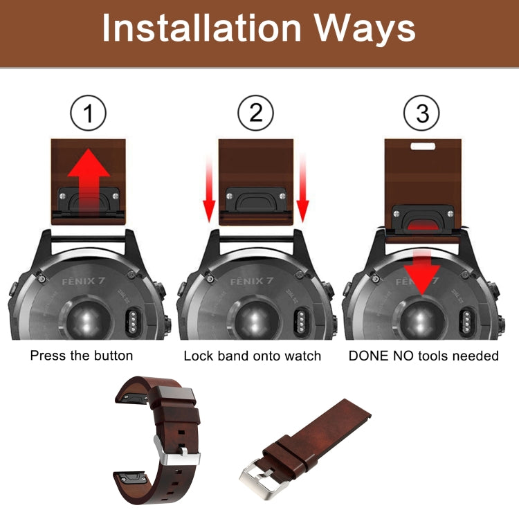 For Garmin Fenix 7X Solar 26mm Leather Steel Buckle Watch Band(Black) by bashfashion