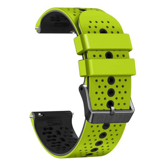 For Samsung Gear S3 Classic 22mm Perforated Two-Color Silicone Watch Band(Lime+Black) by bashfashion