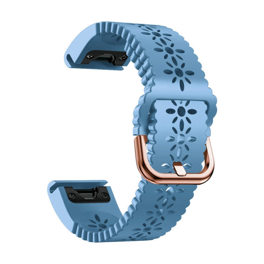 For Garmin Instinct 2S 20mm Lady's Silicone Watch Band With Lace Punch(Blue) by bashfashion
