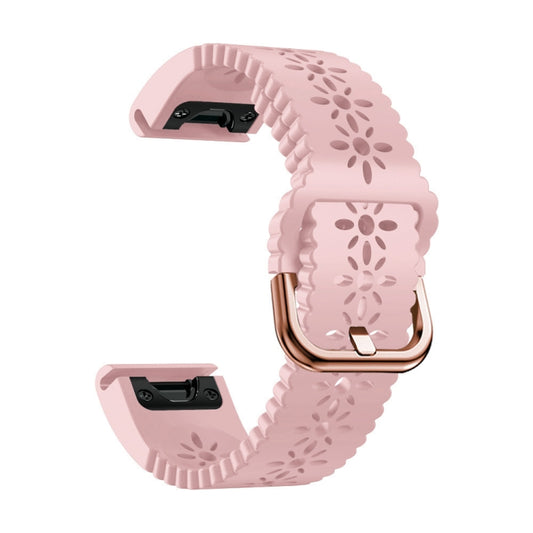 For Garmin Fenix 5S Plus 20mm Lady's Silicone Watch Band With Lace Punch(Pink) by bashfashion
