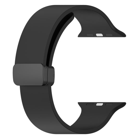 Magnetic Black Buckle Smooth Silicone Watch Band For Apple Watch Ultra 49mm(Black) by bashfashion