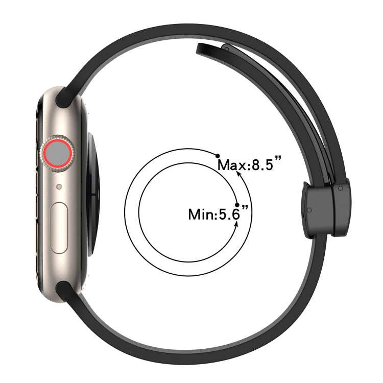 Magnetic Black Buckle Smooth Silicone Watch Band For Apple Watch Series 9&8&7 41mm / SE 3&SE 2&6&SE&5&4 40mm / 3&2&1 38mm(White) by bashfashion