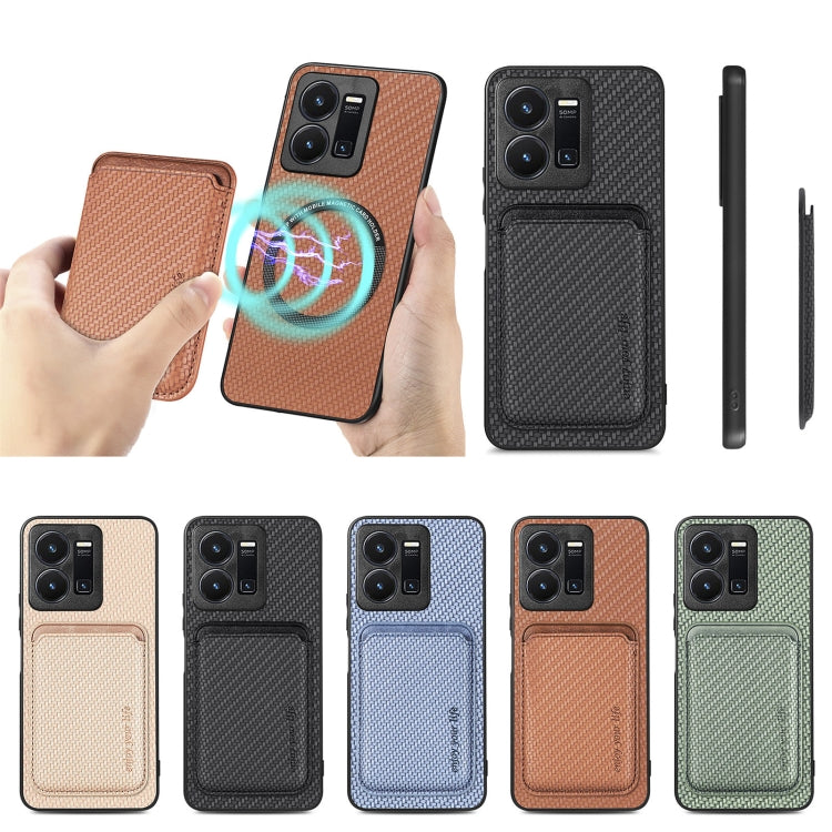 For For For vivo Y35 Carbon Fiber Leather Card Magsafe Case(Green) by bashfashion