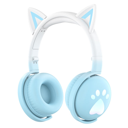 KE28 RGB Cute Cat Ears Bluetooth Wireless Music Headset with Detachable Mic(Blue) by bashfashion