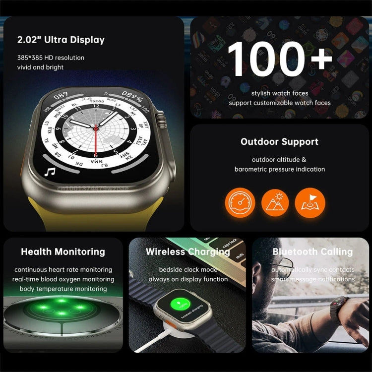 W800 Ultra 2.02 inch Color Screen Smart Watch,Support Heart Rate Monitoring / Blood Pressure Monitoring(White) by bashfashion