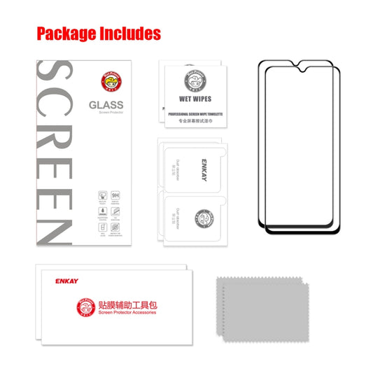 For Honor X7A 4G Global 2pcs ENKAY Hat-Prince Full Glue 0.26mm 9H 2.5D Tempered Glass Full Film by ENKAY