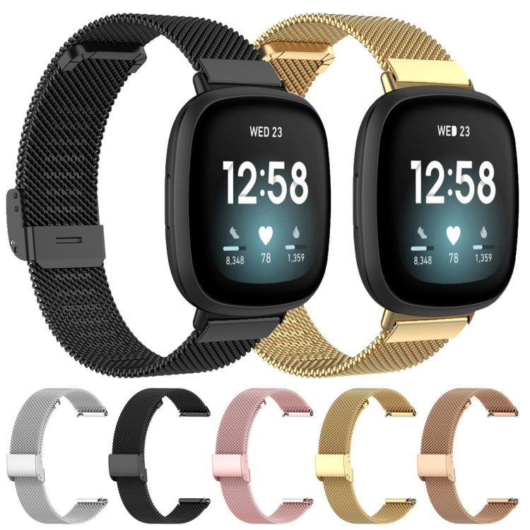 For Fitbit Versa 4 / Versa 3 / Sense 2 / Sense Integrated Milan Buckle Fine Mesh Metal Watch Band(Silver) by bashfashion