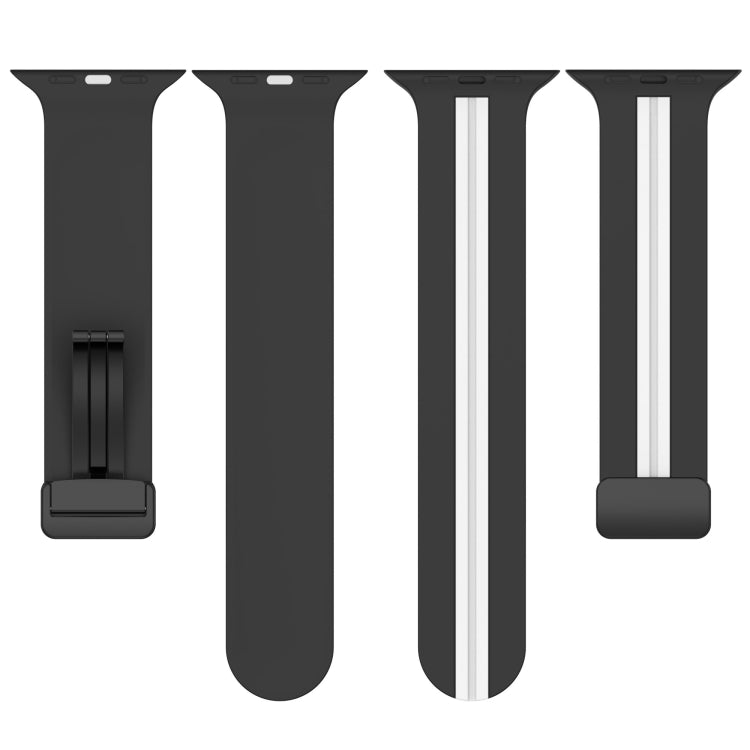 Magnetic Clasp Two-Color Silicone Watch Band For Apple Watch Series 8&7 45mm / SE 2&6&SE&5&4 44mm / 3&2&1 42mm(White+Red) by bashfashion