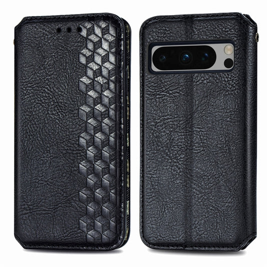 For Google Pixel 8 Pro Cubic Grid Pressed Magnetic Leather Phone Case(Black) by bashfashion