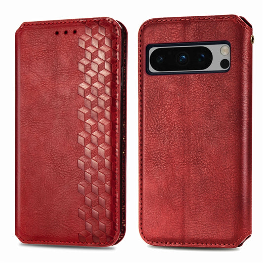 For Google Pixel 8 Pro Cubic Grid Pressed Magnetic Leather Phone Case(Red) by bashfashion