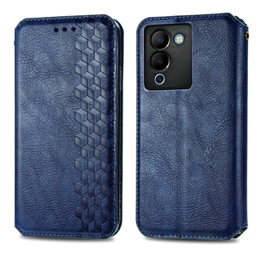 For Infinix Note 12 G96 Cubic Grid Pressed Magnetic Leather Phone Case(Blue) by bashfashion