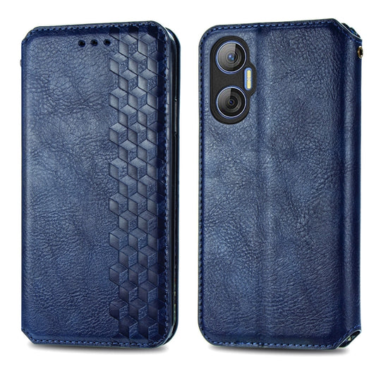 For Tecno Pova Neo 5G Cubic Grid Pressed Magnetic Leather Phone Case(Blue) by bashfashion