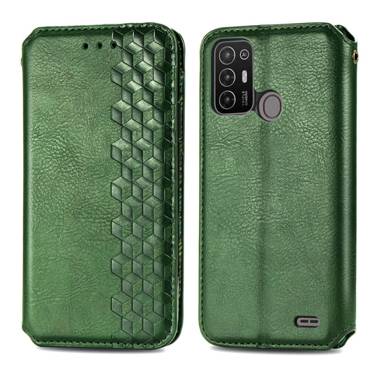 For ZTE Blade A52 Cubic Grid Pressed Magnetic Leather Phone Case(Green) by bashfashion