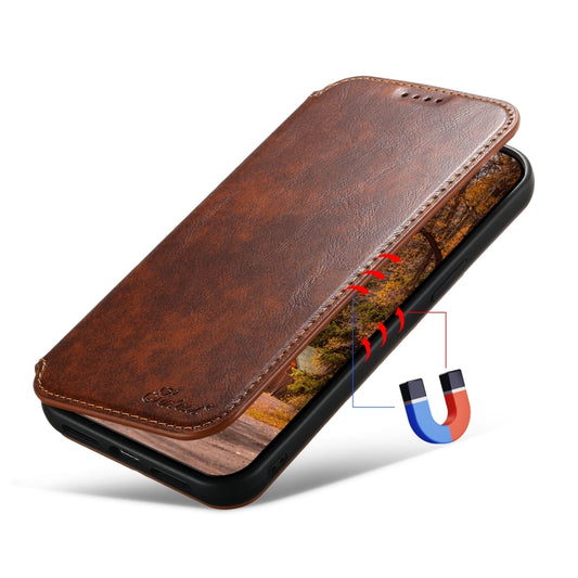 For iPhone 13 Pro Suteni J05 Leather Magnetic Magsafe Phone Case(Khaki) by Suteni