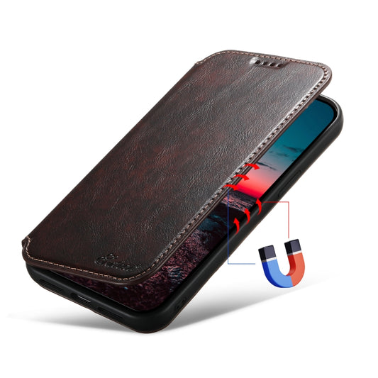 For iPhone 13 Pro Max Suteni J05 Leather Magnetic Magsafe Phone Case(Brown) by Suteni
