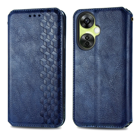 For OnePlus Nord CE 3 Lite Cubic Grid Pressed Magnetic Leather Phone Case(Blue) by bashfashion