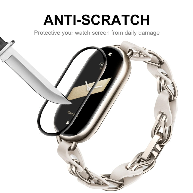 For Xiaomi Mi Band 8 ENKAY Hat-Prince 2 in 1 Set Full Coverage Screen Protector + Nylon Loop Watch Band(White) by ENKAY