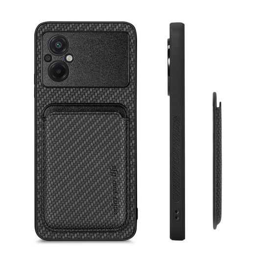 For Xiaomi Poco M5 4G Carbon Fiber Leather Card Magnetic Phone Case(Black) by bashfashion