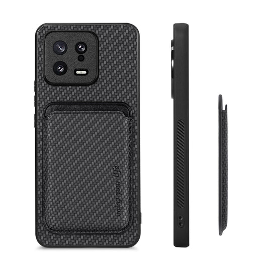 For Xiaomi 13 Carbon Fiber Leather Card Magnetic Phone Case(Black) by bashfashion